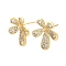 Flower Brass Micro Pave Clear Cubic Zirconia Stud Earring Findings, Real 18K Gold Plated, Tray: 2mm, 20x18mm, Pin: 0.7x11mm