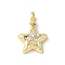 Brass Micro Pave Cubic Zirconia Pendants, Real 18K Gold Plated, Rack Plating, Long-Lasting Plated, Cadmium Free & Lead Free, with Jump Ring, Star, 15.5x13.5x3.5mm, Hole: 3.5mm