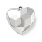 Plating Acrylic Pendants, with Loop, Faceted, Heart, Silver Plated, 41.5x42x16.5mm, Hole: 3mm
