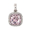 925 Sterling Silver Pave Cubic Zirconia Pendants, Real Platinum Plated, Square, 16x13.5x7mm, Hole: 4.5x3.5mm