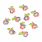10Pcs Acrylic & Glass Flower Pendants, with Brass Findings, Light Coral, 14mm, Hole: 2.3mm