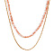 18K Gold Plated Stainless Steel & Natural Green Opal Beaded Double Layer Necklaces for Women, 15.75 inch(40cm)