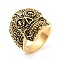316 Stainless Steel Skull with Cross Finger Ring, Gothic Jewelry for Men Women, Halloween Theme, Antique Golden, US Size 11 1/4(20.7mm)