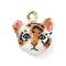 Alloy Enamel Pendants, Golden, Tiger, 14x13x9mm, Hole: 1.5mm