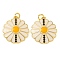 Rack Plating Brass Micro Pave Cubic Zirconia Pendants, with Enamel, Lead Free & Cadmium Free, Long-Lasting Plated, Flower, Real 18K Gold Plated, 20x18x3.5mm, Hole: 2.5mm
