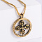 Cool Punk Style Stainless Steel Cross Round Ring Dorje Vajra Pendant Necklaces Jewelry, Golden
