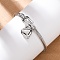 304 Stainless Steel Charm Bangles, Heart, Stainless Steel Color, Inner Diameter: 2-3/8 inch(5.9cm)