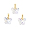 AB Color Plated Glass Pendants, Butterfly, with Brass Loop, Faceted, Golden, 15x18x9.5mm, Hole: 4.5x3.5mm