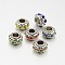 Antique Silver Plated Alloy Rhinestone Beads, Large Hole Rondelle Beads, Mixed Color, 11x6.5mm, Hole: 5mm