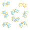 Alloy Enamel Pendants, Bowknot Charm, Golden, Cyan, 9.7x15.3mm