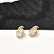Flower Brass Micro Pave Clear Cubic Zirconia Stud Earrings, Cadmium Free & Lead Free, Golden, 8x6mm