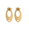 304 Stainless Steel Stud Earring Finding, with Horizontal Loops, Oval, Real 18K Gold Plated, 19x10mm, Hole: 2mm, Pin: 1mm