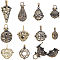 Tibetan Style Brass Cage Pendants, For Chime Ball Pendant Necklaces Making, Mixed Shapes, Antique Bronze, 23~47x16~34x14.5~25mm, Hole: 3.5~7x4~10mm, 1pc/style