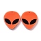 Opaque Acrylic Pendants, Alien Face, Orange, 35.5x29.5x4mm, Hole: 1.8mm
