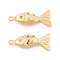 Brass Micro Pave Clear Cubic Zirconia Pendants, Fish Charms, Real 18K Gold Plated, 22x9x5mm, Hole: 1mm