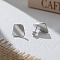 925 Sterling Silver Stud Earrings, Rhombus, Real Platinum Plated, 16x14mm