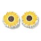 Printed Wood Beads, Sunflower, Gold, 18x6mm, Hole: 2mm