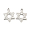 Non-Tarnish 304 Stainless Steel Pendants, Star of David Charm, Stainless Steel Color, 17x13x1.5mm, Hole: 1.6mm