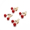Brass Enamel Charms, Golden, Cherry, 14x13mm