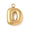 304 Stainless Steel Initial Pendants, Ion Plating(IP), Real 18K Gold Plated, Letter D, 16~18x6~18x3mm, Hole: 1.8mm