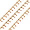 304 Stainless Steel Curb Chains, with Enamel Charms and Spool, Soldered, Ion Plating(IP), Golden, Orange, Charm: 6x1.5x2mm, Link: 2x1.5x0.3mm, about 16.4 Feet(5m)/roll
