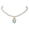 White Glass Pearl Beaded Necklaces, Alloy Enamel Pendant Necklaces  for Women, Flower, Golden, Swan, 15.63 inch(39.7cm)