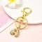 Brass Micro Pave Cubic Zirconia Keychain, with Iron Findings, Letter A, 8.8cm