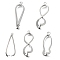 Brass Ice Pick Pinch Bails, Cadmium Free & Lead Free, Rack Plating, Mixed Shapes, Platinum, 32~34x11~13x9~10mm, Hole: 1.8~3.5mm, Pin: 0.8mm