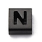 Ion Plating(IP) 304 Stainless Steel Square Slide Charms, Black, Letter N, 9x8x4mm, Hole: 3.5x8.5mm