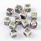 Handmade Printed Porcelain Beads, Cube, Dark Sea Green, 10x10x10mm, Hole: 4mm