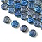 Electroplate Glass Beads, Flat Round with Letter, Steel Blue, Letter B, 9.5~10x4~5mm, Hole: 1mm, about 30pcs/set