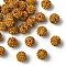 30Pcs Pave Disco Ball Beads, Polymer Clay Rhinestone Beads, Round, Topaz, PP13(1.9~2mm), 6 Rows Rhinestone, 10mm, Hole: 1.5mm