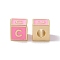 Rack Plating Brass Enamel Beads, Cadmium Free & Nickel Free & Lead Free, Real 18K Gold Plated, Cube with Letter, Pearl Pink, Letter.C, 6x6x6mm, Hole: 2.5mm