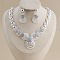 Vortex Alloy Crystal Rhinestone Pendant Necklaces & Stud Dangle Earrings Sets, Silver, 350mm