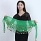 72 Coin Sequins Gauze Belly Dance Waist Belt, Golden, Medium Sea Green, 1400~1600mm