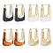 4 Pairs 4 Colors Acrylic Rectangle Hoop Earrings, Golden Alloy Jewelry for Women, Mixed Color, 30x22x8mm, Pin: 0.8mm, 1 Pair/color