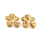 304 Stainless Steel with Plastic Imitation Pearl Stud Earrings for Women, Flower, Golden, 27x33mm