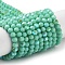 Opaque Glass Beads Strands, Faceted, Round, Aquamarine, 4mm, Hole: 0.8mm, about 87~93pcs/strand, 32~33cm