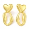 Rack Plating Heart Brass Stud Earrings, Cadmium Free & Lead Free, Real 18K Gold Plated, 39.5x19mm