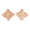 Filigree Flower Rack Plating Brass Micro Pave Cubic Zirconia Multi-Strand Links, Lead Free & Nickel Free, Long-Lasting Plated, Real Rose Gold Plated, 30x30x5mm, Hole: 4x1mm