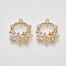 Brass Micro Pave Cubic Zirconia Pendants Rhinestone Settings, Flower, Clear, Nickel Free, Real 18K Gold Plated, Fit for 2~3mm Rhinestone, 20.5x16.5x2.5mm, Hole: 1mm