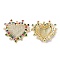 Brass Micro Pave Colorful Cubic Zirconia Pendants, Cadmium Free & Lead Free, Sacred Heart Charms, Real 18K Gold Plated, 33x35.5x9mm, Hole: 2x4mm