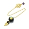 Round Resin Dowsing Pendulum Big Pendants, Natural Obsidian Chip Inisde and Cadmium Free & Lead Free Golden Plated Brass Findings, Cone Charm, 215mm