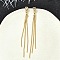 Heart Brass Tassel Stud Earrings, with Clear Cubic Zirconia, Cadmium Free & Lead Free, Long-Lasting Plated, Rack Plating, Real 18K Gold Plated, 80x5mm