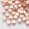 Electroplate Glass Seed Beads, 2-Hole, Rectangle, Rose Gold Plated, 5x4.5~5.5x2~2.5mm, Hole: 0.5~0.8mm