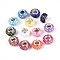 Opaque Resin European Beads, Large Hole Beads, Rondelle with Silver Color Plated Brass Cores, Mixed Color, 13.5~14x8.2~9mm, Hole: 5mm