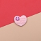 Opaque Cute Resin Cabochons, Smiling Face Cabochons, Heart Shape, Pink, 26x21mm
