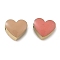 Ion Plating(IP) 304 Stainless Steel Enamel Beads, Two Tone Beads, Heart, Real 14K Gold Plated, Misty Rose, 5x6x4mm, Hole: 1.6mm