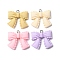 Opaque Resin Pendants, Bowknot, with Platinum Iron Loop, Mixed Color, 24.5x26.5x5.5mm, Hole: 2mm, 10pcs/bag