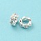 Brass Micro Pave Cubic Zirconia Beads, Long-Lasting Plated, Lead Free & Cadmium Free, Flower, Silver, 6.5x3mm, Hole: 3.8mm